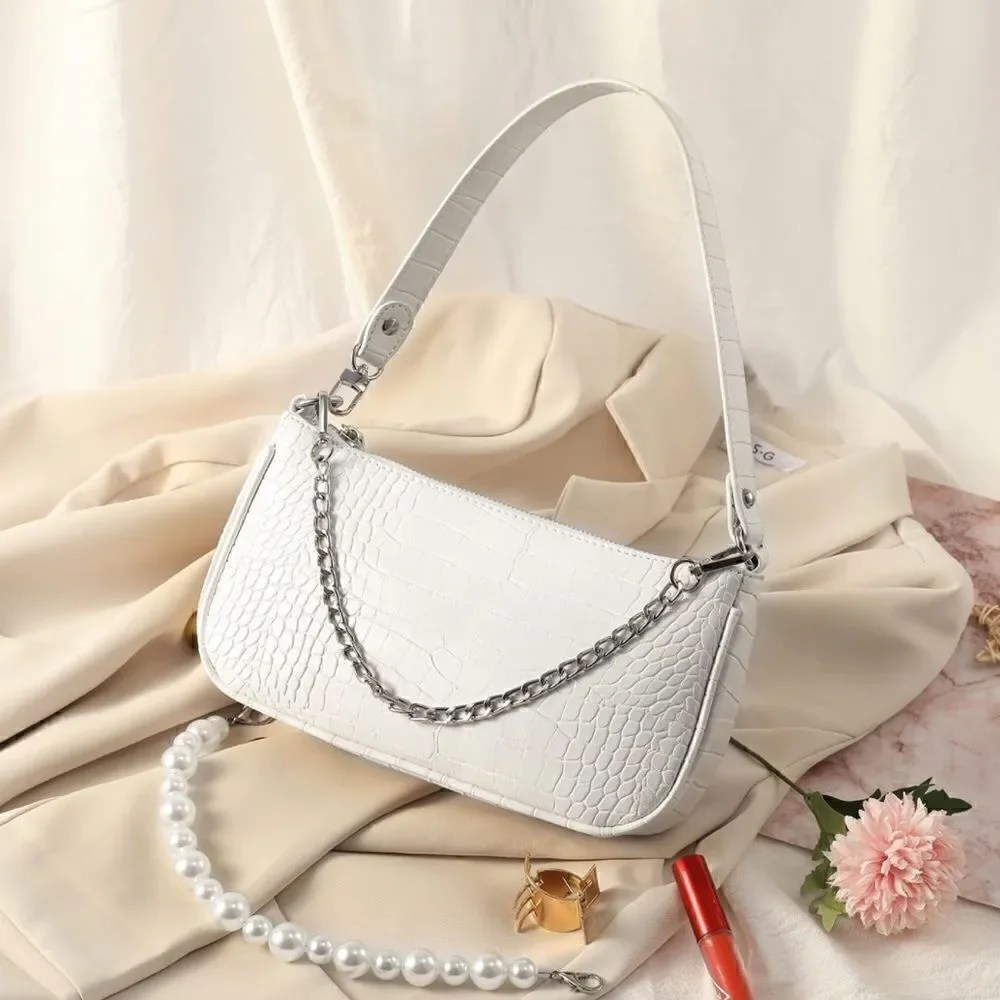 Crocodile and Chain Shoulder Bag